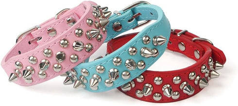 Spike Dog Collar and Leash Set, Studded Mushrooms Faux Pu Leather Durable Soft Metal Rivet Safe Spiked Cat Collars Adjustable for Small Medium Lar...