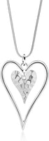 Long Heart Necklace for Women Silver Chain Pendant Y Necklace Set Statement Pendant Chic Jewelry with Gifts Box...