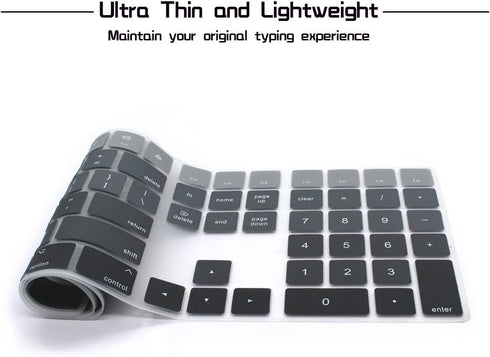 HRH Ombre Gray Silicone Keyboard Cover Keypad Skin for Magic Keyboard with Numeric Keypad A1843 MQ052LL/A Released in 2017 (US Layout)...