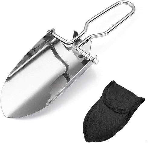AKOAK 1 Pack Stainless Steel Foldable Garden Shovel, Handy Mini Camping Shovel, Llightweight Camping Gear, Versatile Outdoor Survival, Fishing, Ca...