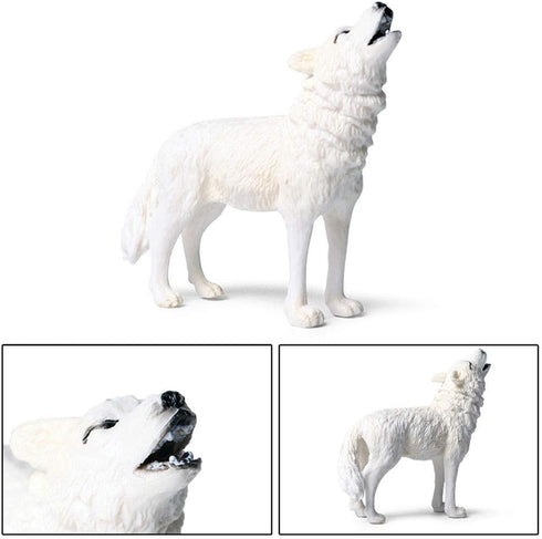 Flormoon Animal Figures Realistic Roaring Wolf Plastic Early Educational Toys Cupcake Topper Party Gift for Kids 3+ Year Old(White)...