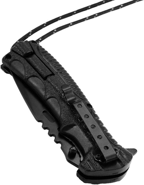 ALBATROSS Spring Assisted Folding Knife, 3.5" Black Blade, 4.75" Handle,Pocket Knife with Fire Starter, Paracord and Whistle, Liner Lock?Carrying ...