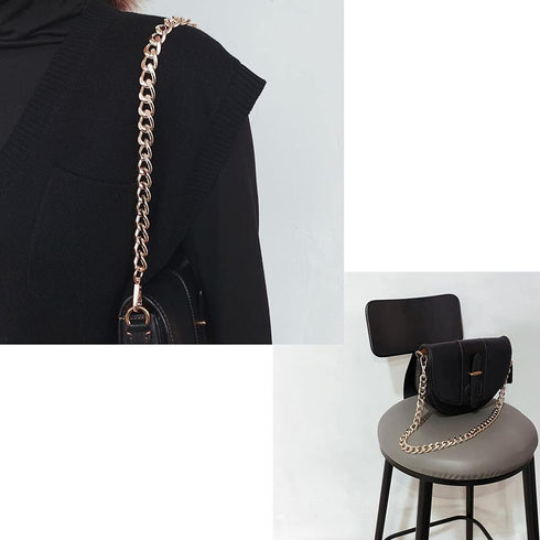 DIY Iron Purse Chain 24.4" Gold Metal Flat Chain Handbag Chain Strap Shoulder Cross Body Strap Purse Handles Bag Replacement Straps with Metal Buc...