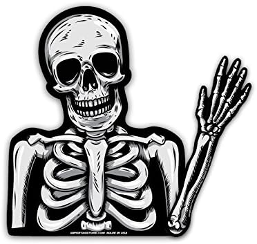 Skully Waving Skeleton Arm WiperTags Decal Made in USA attaches to Rear Vehicle Wiper Blades...