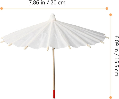 Parasol Mini Umbrella Doll Umbrella, White Blank Paper Parasol Diy Craft Umbrella Drink Umbrellas Cocktail Picks Decorations Dollhouse Cute Tiny U...