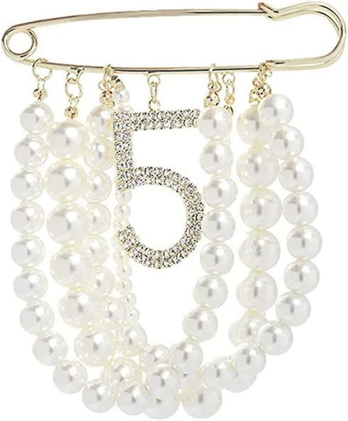 Lapel Pins and Brooches with Lucky Number 5 Dangle,Brooch Pins for Women Fashion...