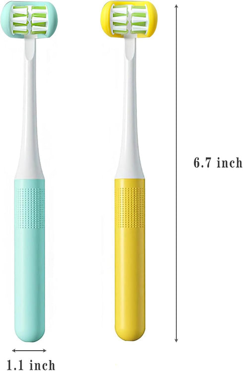 2 Pieces 3 Sided Toddler Toothbrush, Three Bristles for Kids Toothbrush, Autism Soft Bristles Toothbrush,Soft and Gentle for Complete Tooth and Gu...