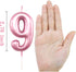 9th Birthday Candle Nine Years Pink Happy Birthday Number 9 Candles for Cake Topper Decoration for Party Kids Adults Numeral 90 59 29 91 94 99...