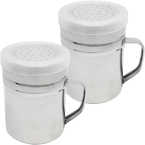 Dredger Shaker with Lid, Spice Shaker with Holes and Handles, 10 Ounce, 2 pcs...