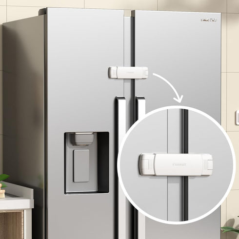 EUDEMON 1 Pack Latest French Fridge Lock French Door Refrigerator/Freezer Lock Apply to Max 3.54"(90mm) Two Door Gap Distance for Kids & Babies,Ea...