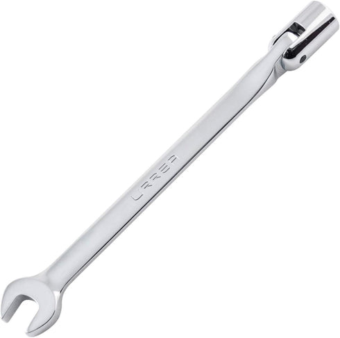 URREA 12-Point Flex Head Socket Wrench - 14mm Flexible Head Combination Wrench with Ratchet Box End & Fixed Open End - 1270-14M...