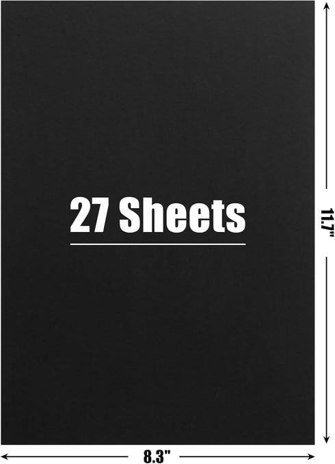 Koogel 27 Sheets Black Cardstock for Kids, A4 Craft Paper Black Heavy Weight Card Stocks for Card Making Kids Art Crafts Scrapbooking...