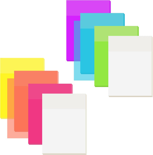 iKyce Transparent Sticky Notes Large? 2.8 x 3.8 inch Translucent Self-Sticky Notes Wide, 400 Sheets Waterproof Colorful reading stickies, 50 Sheet...