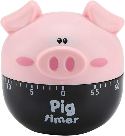 Cute Cartoon Pig Kitchen Timer, 0-55 Minute Wind Up Dial Rotating Countdown Loud Alarm Timer Mechanical Mechanical Timers Counters for Cooking Tim...