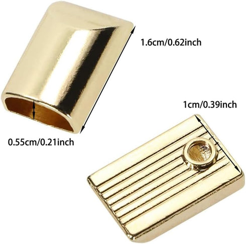 ONLYKXY 20 Pieces Metal Zipper Stopper, Rectangle Style Zipper Tail Clip (Light Golden)...
