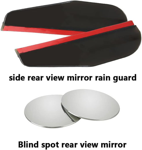 Universal Car Side Mirror Rain Guard 2 PCS Black Car Rear View Mirror Rain Covers ,Blind Spot Car Mirror 2 PCS White Round Adjustable Blind Spot M...