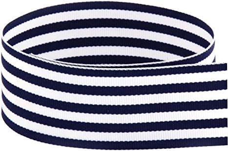 USA | American Made 1-1/2" Navy & White Monarch Striped Grosgrain Ribbon - 20 Yards (Multiple Colors & Widths Available)...