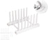 White Plate Organizer for Cabinet 4 Pack, Plstic Plate Rack Stand Keep Dry for Dish, Bowl, Bakeware, Serving Tray and More, Plate Holder for Cabin...