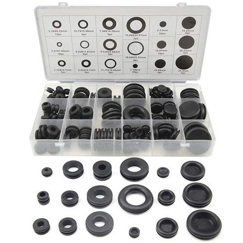 XINGYHENG 125Pcs 18 Sizes Rubber Grommets Eyelet Ring Gasket Repair Box Washer Seal Assortment Set for Plumbing Automotive General Repair...