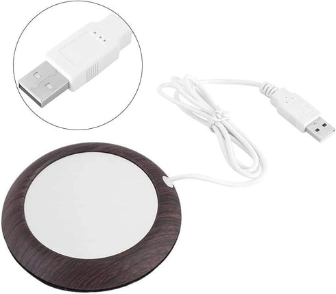 USB Cup Warmer Coaster Coffee Mug Warmer for Desk, Heating Pad Desktop Wood Grain Heat Beverage Mug Mat Tea Coffee Heater Pad for Home & Office(Da...