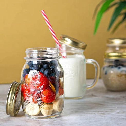 Bormioli Rocco Quattro Stagioni set of 4 Clear Airtight Mason Jars, 17 Oz. Made from BPA Free Durable Glass, Made In Italy....