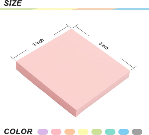 8 Pads Sticky Notes 3x3 Self-Stick Notes 8 Pastel Multi Colors with Gray Sticky Notes, 90 Sheet/Pad...