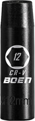 1/2" Drive Deep Impact Socket,12mm Premium Socket,Metric,6 Point,Cr-V Steel with Laser Marking - Strong and Durable...