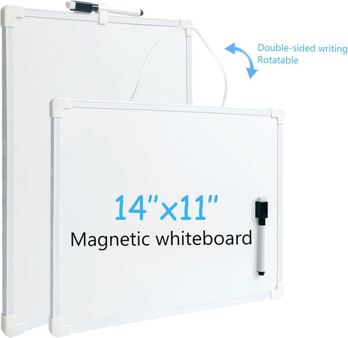 GDMINLO Double-Sided Small Dry Erase Board, 14 x 11 inches Whiteboard for Students Teachers School Supplies Lapboards, Includes a Black Dry Erase ...