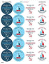 1.9 Inch Thank You Stickers Baby Shower Favor Nautical Boy 60 Labels Navy Blue Red...