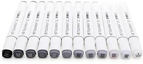 12 Colors Grayscale Art Marker Pen Double-Ended Sketch Markers Alcohol Based Ink Neutral Gray Tones Art Supplies for Sketching Shading Illustratin...