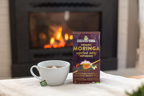 Miracle Tree's Moringa Energy Tea - Vanilla Oolong Grape | Super Caffeinated Blend | Healthy Coffee Alternative, Perfect for Focus | Organic Certi...