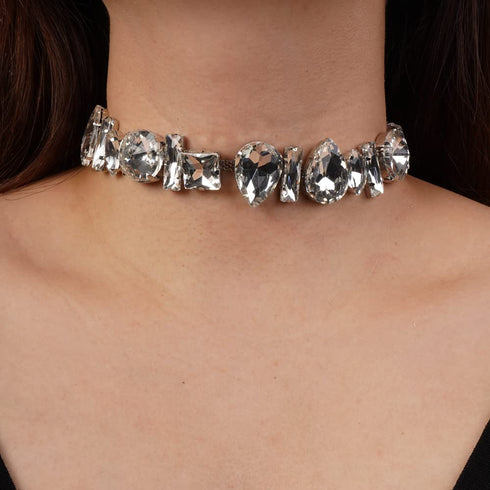Missgrace Boho Women Dainty Chunky Short Rhinestones Prom Choker Necklaces for Women Luxurious Bar Choker Necklace for Women...