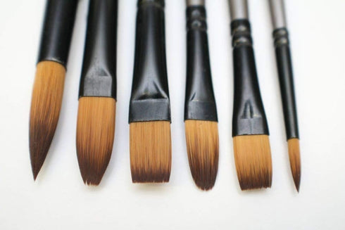 Mont Marte Gallery Series Acrylic Brush Set, 6 Piece. Selection of Synthetic Hair Paint Brushes Suitable for Acrylic Painting...