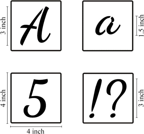 3 Inch Alphabet Letter Stencils for Painting - 70 Pack Letters and Numbers Stencil Templates with Signs for Painting on Wood, Reusable Number and ...