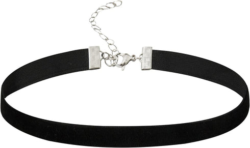 14.5 Inch Simple Black Velvet Choker Necklace with 304 Stainless Steel Chain for Women Birthday Party Wedding Jewelry Gifts...