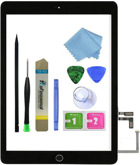 for Black iPad 5 2017 9.7 inch ?A1822, A1823? Touch Screen Digitizer Assembly Replacement with Home Button, Camera Bracket, Pre-Installed Adhesive...