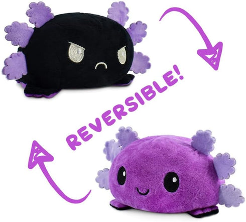 TeeTurtle - The Original Reversible Axolotl Plushie - Purple + Black - Cute Sensory Fidget Stuffed Animals That Show Your Mood 4 inch...
