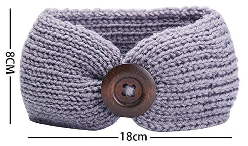 QandSweet Baby Turban Head Wrap Headbands Girl Knitting Button Hairbands...