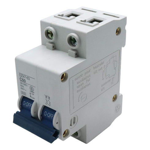 50 Amp Dual-Pole Circuit Breaker Switch, Din Rail Mounted Home Use Circuit Breaker for Household Appliance Circuit Security Protection (DZ47-63 C5...