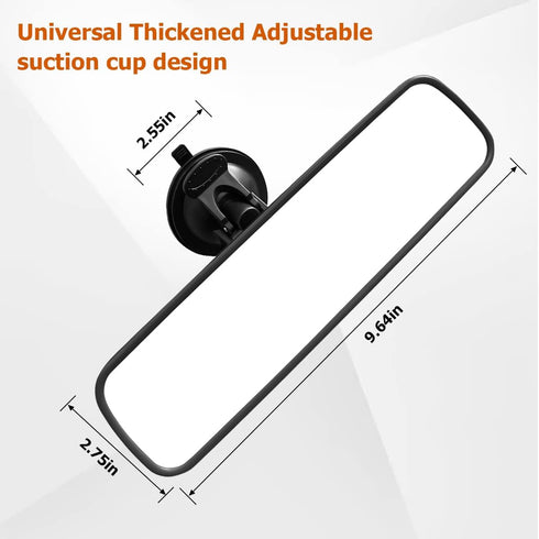 9.8'' Car Rear View Mirror with Suction Cup, Anti Glare Adjustable Auto Interior Rearview Mirror, HD Thickened Vehicle Inside Mirror Reduce Blind ...