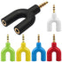 Headphone Audio Y-Splitter Adapter, 3.5mm Male Stereo Jack to 2 Port 3.5mm Female Adapter, Adapter Compatible with Headset, Earphone, for iPhone, ...