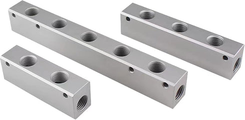 3 Way Pneumatic Manifold Air Distribution Block, G1/2 Supply Port, G1/4-Inch Output Port, Aluminum Alloy...