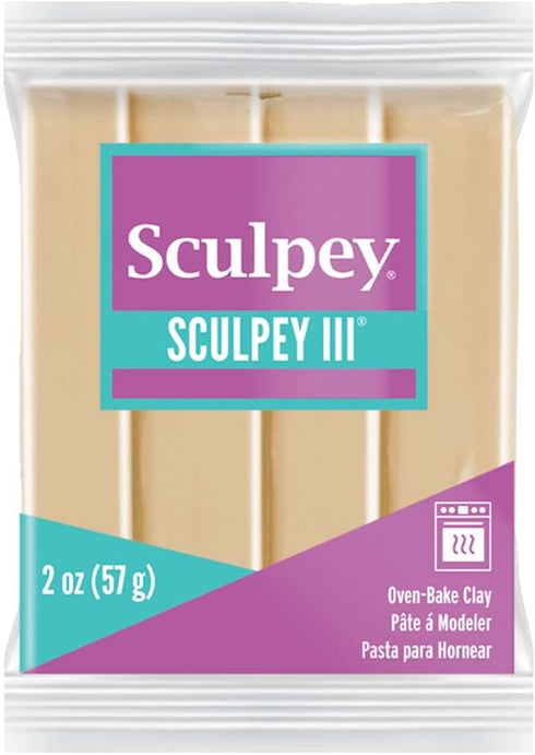 Polyform Sculpey III Polymer Oven-Bake Clay, Tan, Non Toxic, 2 oz. bar, Great for modeling, sculpting, holiday, DIY, mixed media and school projec...