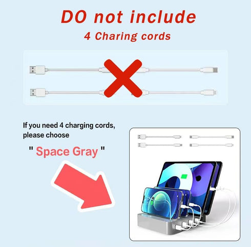 USB Charging Station - Charging Dock - 4-Port - Fast Charging Station for Multiple Devices - Docking Station - Smart Charging Station Dock - Multi...