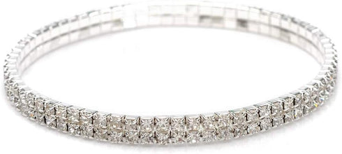 Shuning Sexy Anklets for Women Crystal Rhinestone Stretch Tennis Ankle Elastic Bracelet (2Pcs Silver)...
