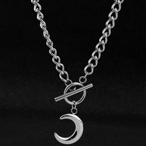 Chain Necklace for Women 18K White Gold Plated Chunky Cuban Chain Link Necklace with Heart Moon Hypoallergenic Jewelry for Women...