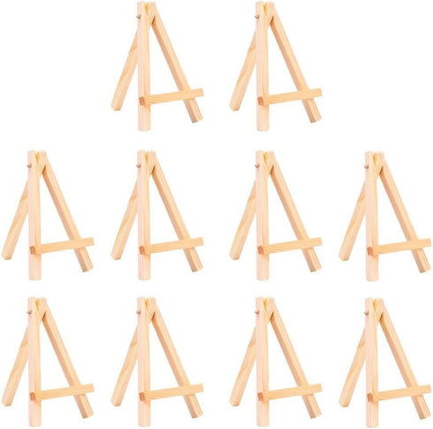 10 Pack Mini Wood Display Easel, Tabletop Display Stand Artist Easel, Natural Wooden Tripod for Displaying Picthres, Photos, Cards (5.9")...