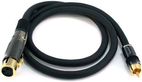 Monoprice XLR to RCA Cable - Female to Male, 16AWG, Stranded, Shielded, Gold Plated, 3 Feet, Black - Premier Series...