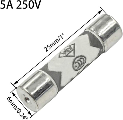 10Pcs 5A 250V Ceramic Fuse 6x25mm Cartridge Fast Blow Tube for Power Strip Experiment Circuit Appliance Repair...