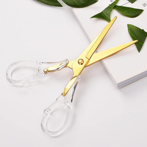 Gold Scissors 6.3 ", Craft Scissors with Stainless Steel Blade with Acrylic Clear Handle, All Purpose Office Scissors for Teachers, Cutting Shears...